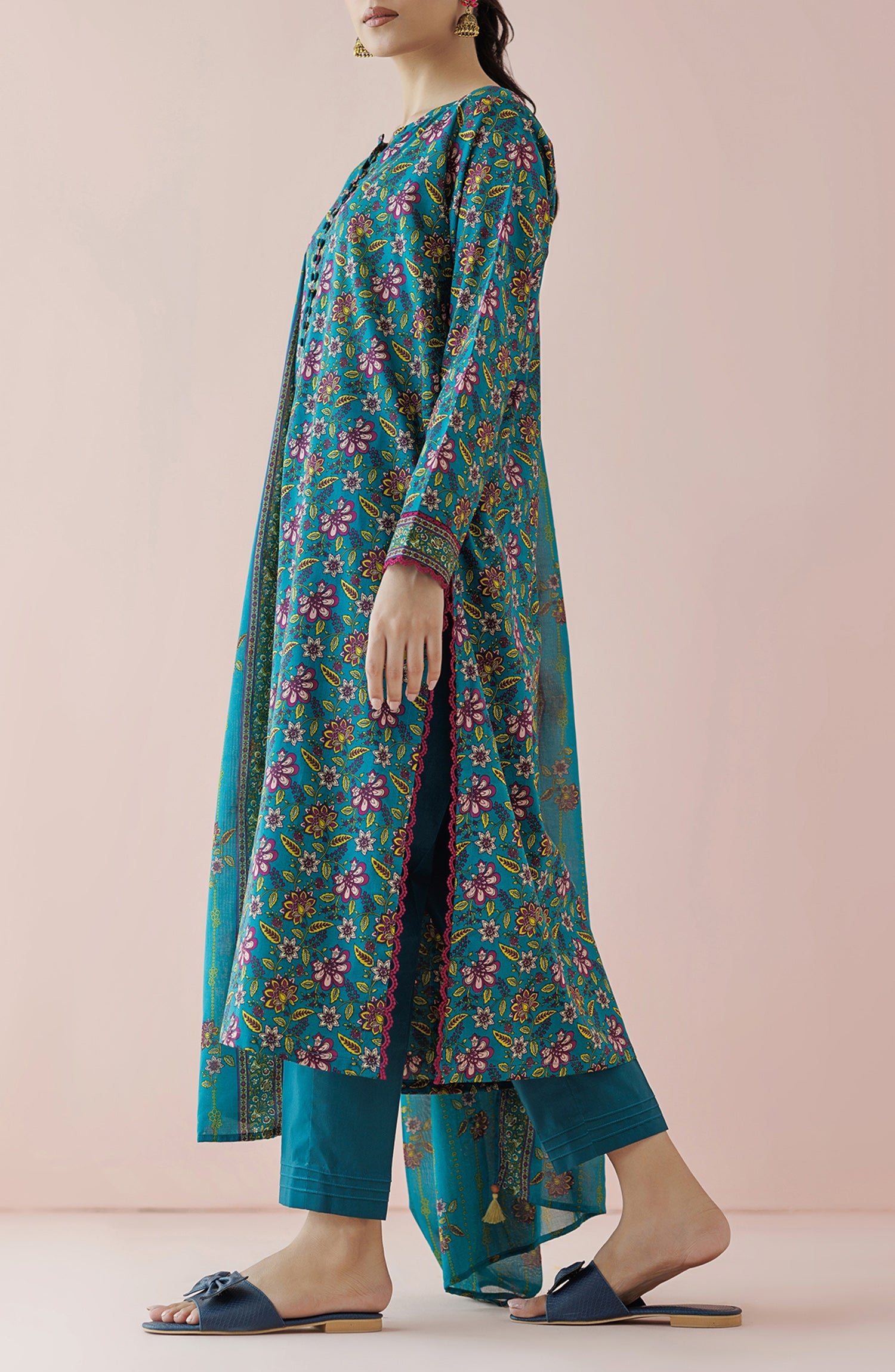 OTL-24-209/U TEAL LAWN Women UNSTITCHED SHIRT DUPATTA PANTS