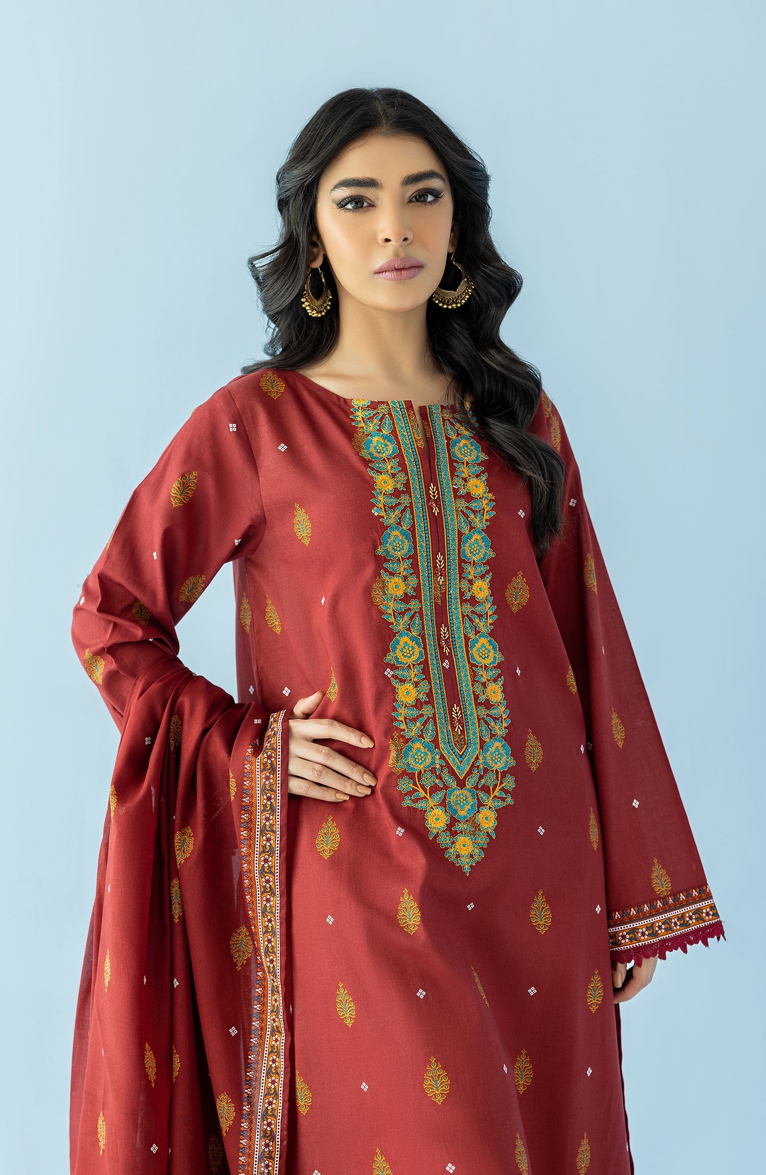 NRDS-24-028/U MAROON LAWN  UNSTITCHED SHIRT DUPATTA