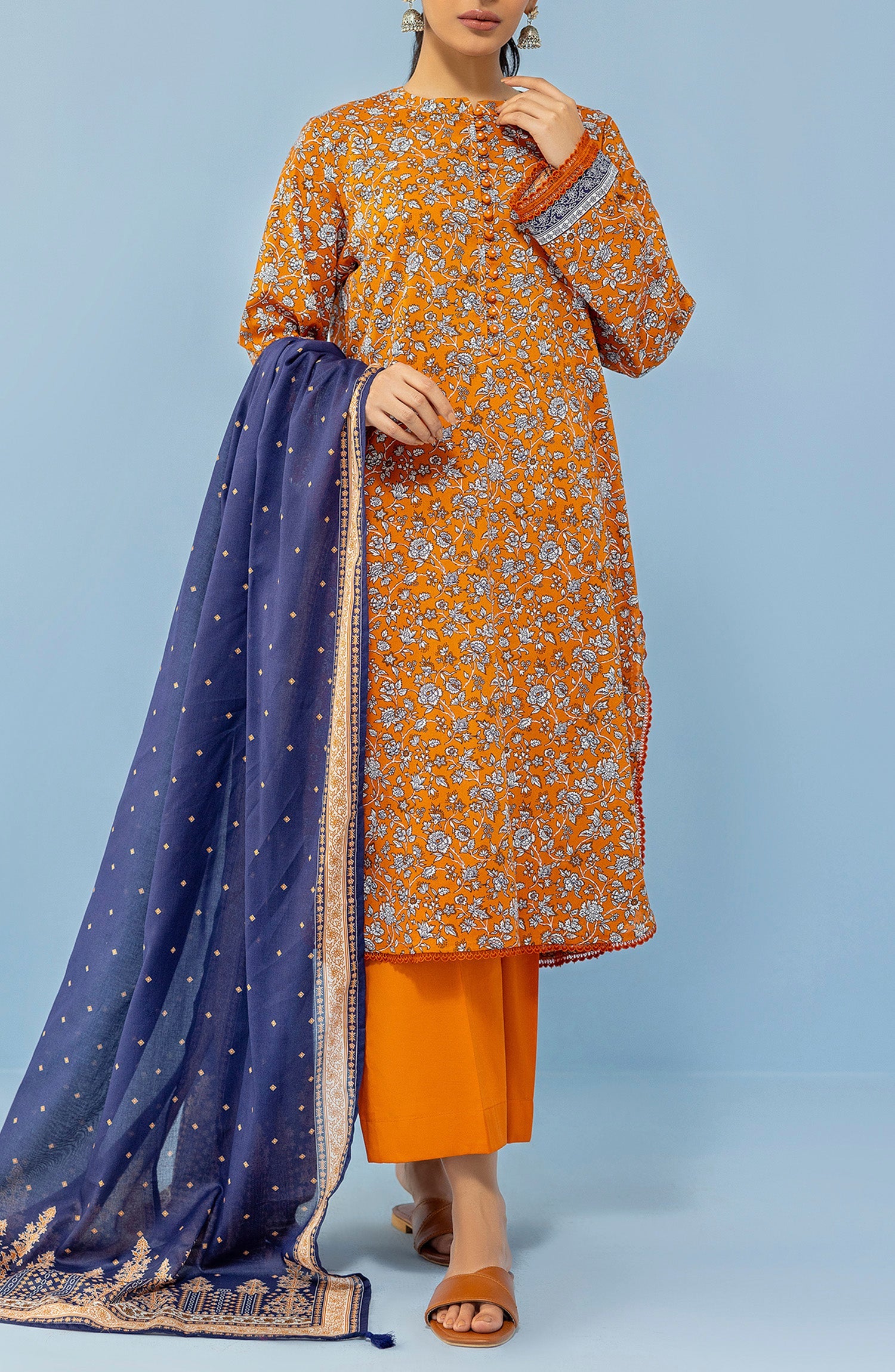 OTL-24-017/U OCHRE LAWN Women UNSTITCHED SHIRT DUPATTA PANTS