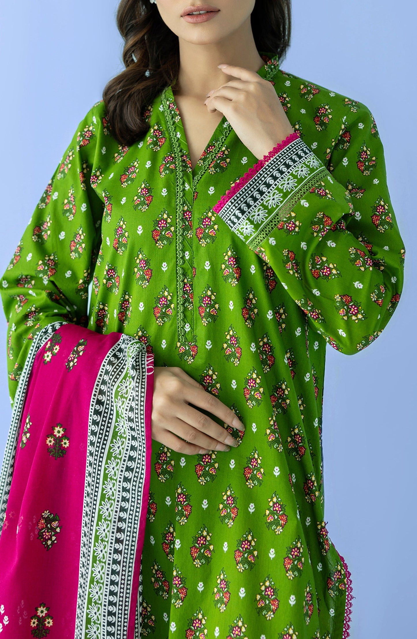 NRDS-24-035/U GREEN LAWN  UNSTITCHED SHIRT DUPATTA