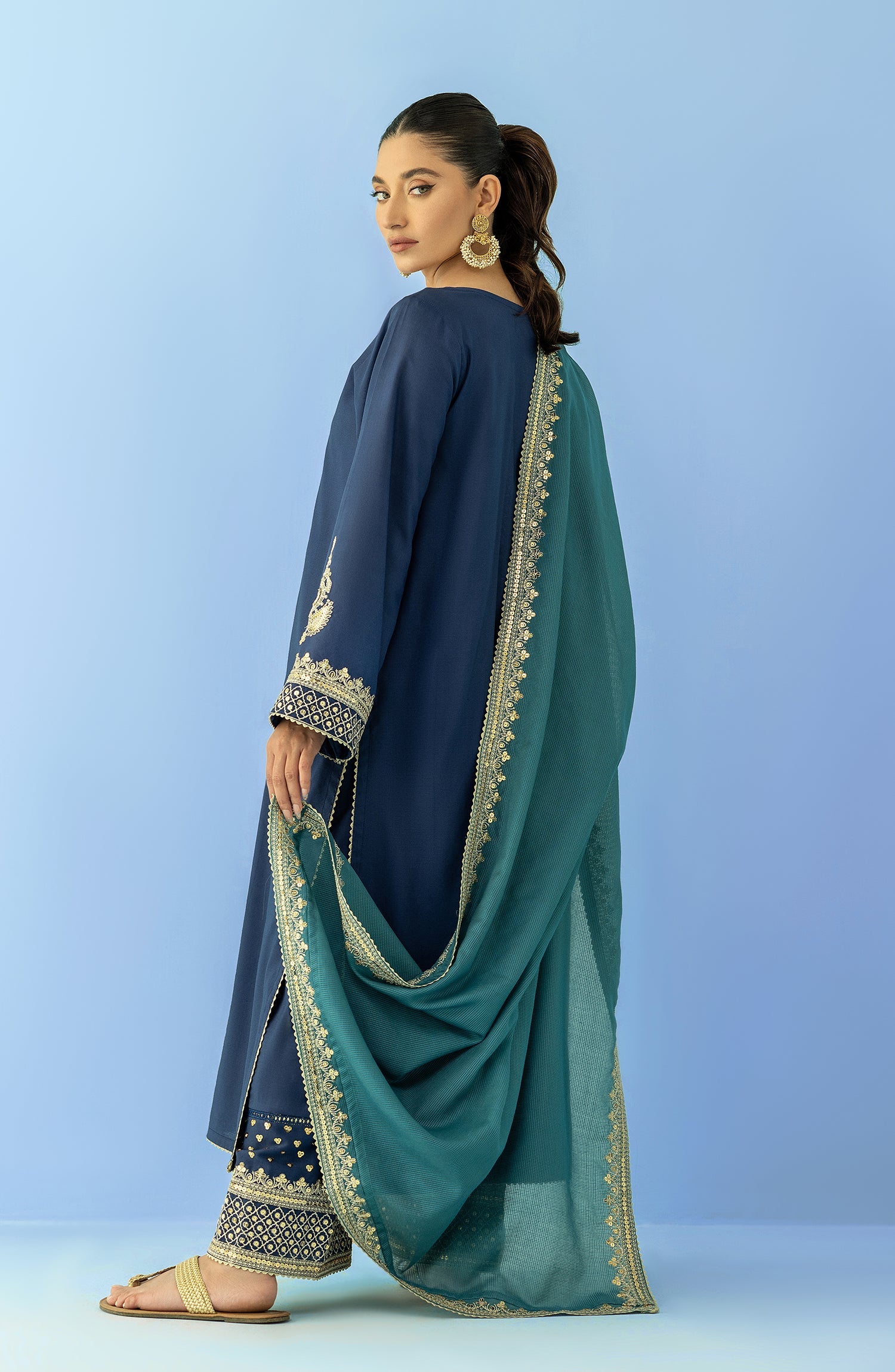OTLF-23-058 BLUE RAW SILK Women UNSTITCHED SHIRT DUPATTA PANTS