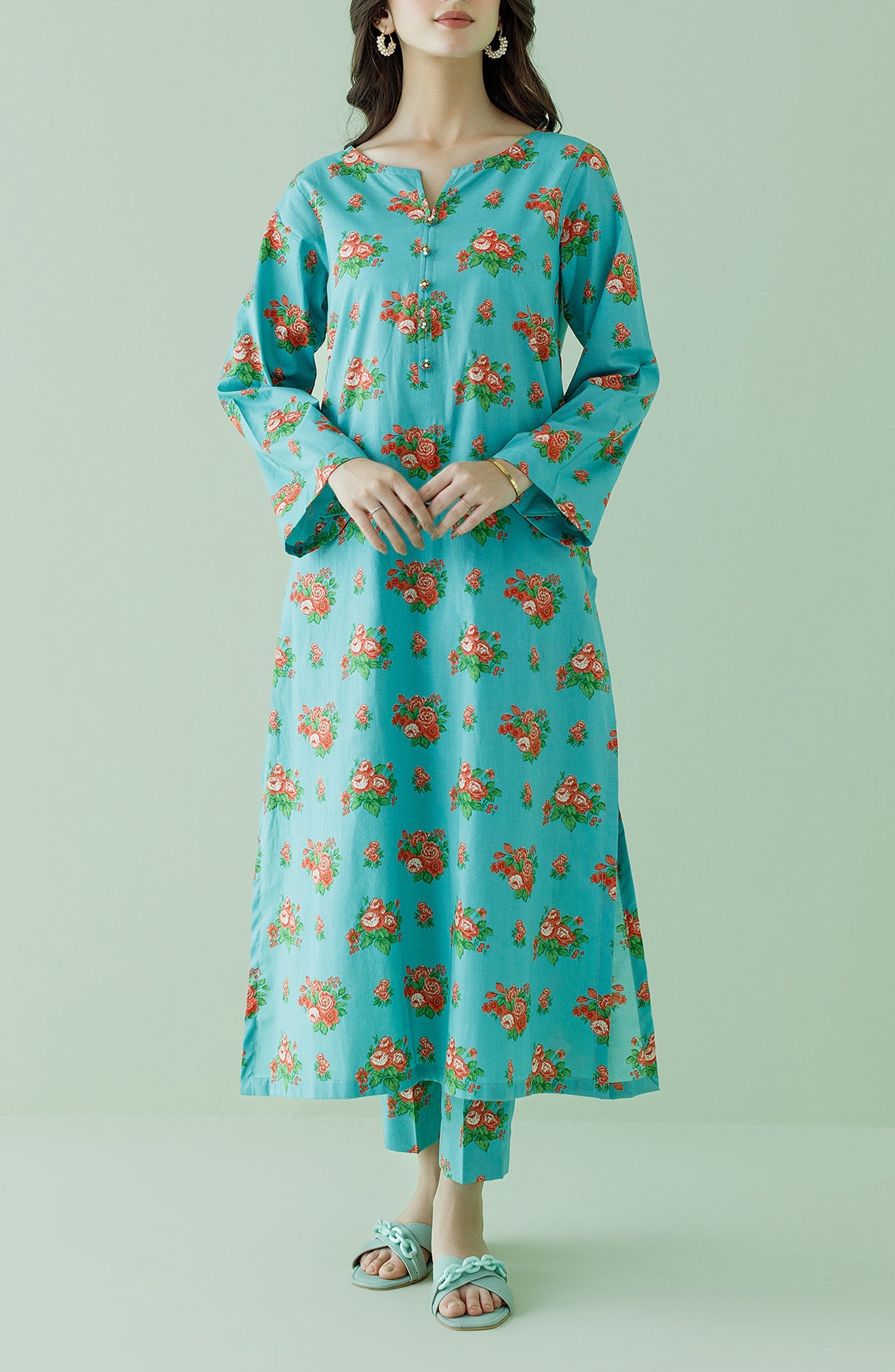 NRDS-23-171/U SEA GREEN LAWN Women UNSTITCHED SHIRT PANTS