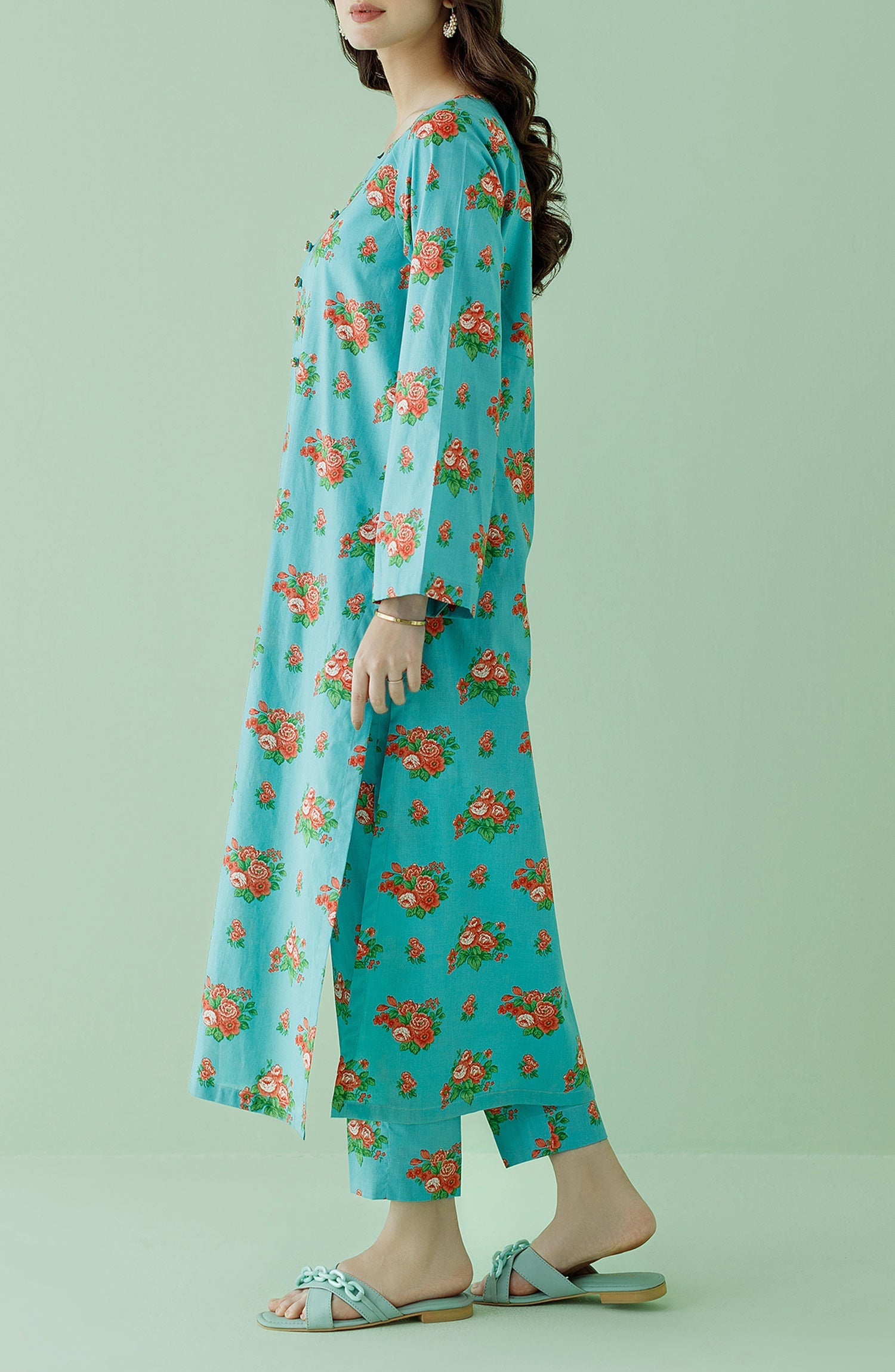 NRDS-23-171/U SEA GREEN LAWN Women UNSTITCHED SHIRT PANTS