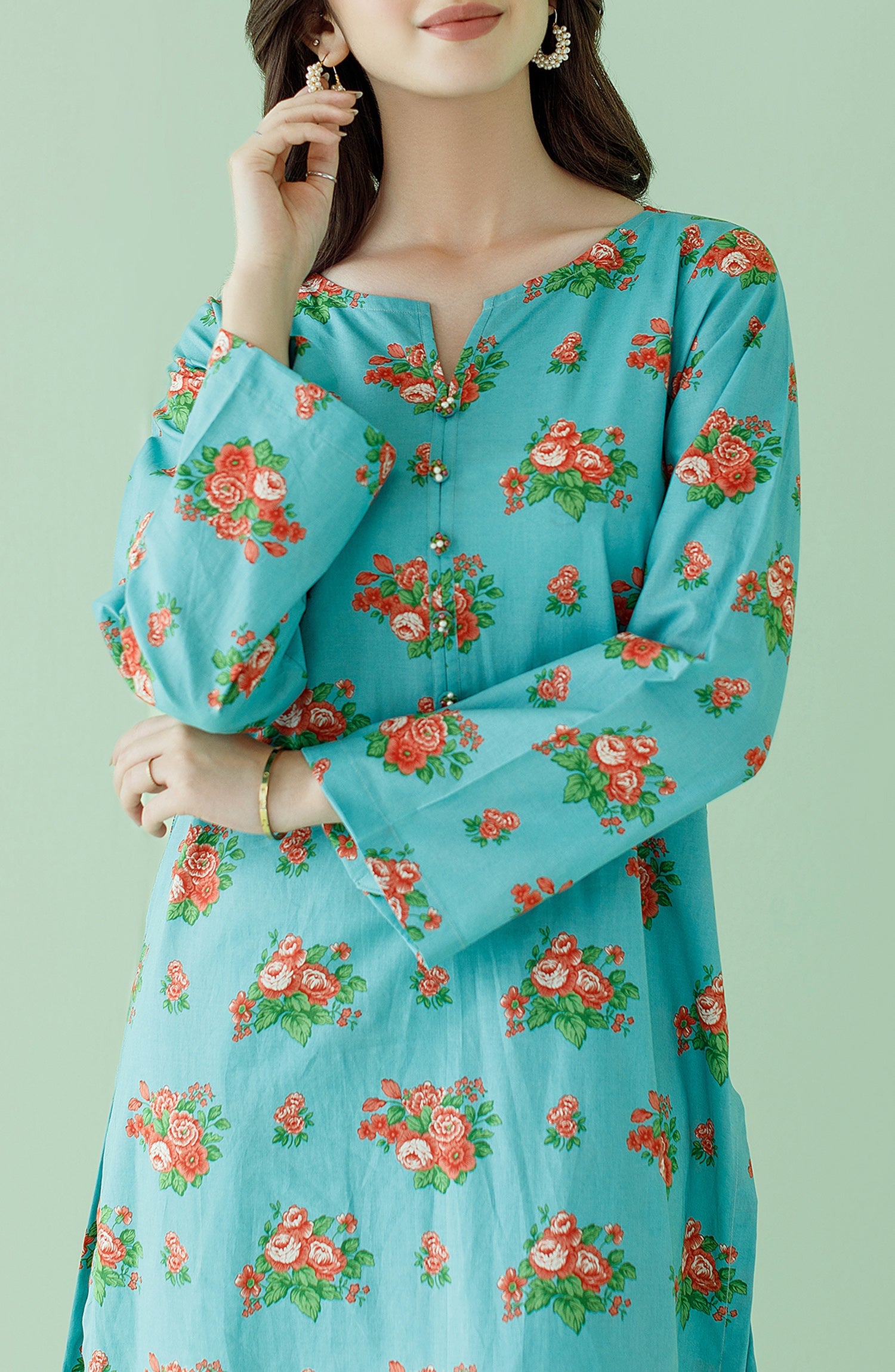 NRDS-23-171/U SEA GREEN LAWN Women UNSTITCHED SHIRT PANTS