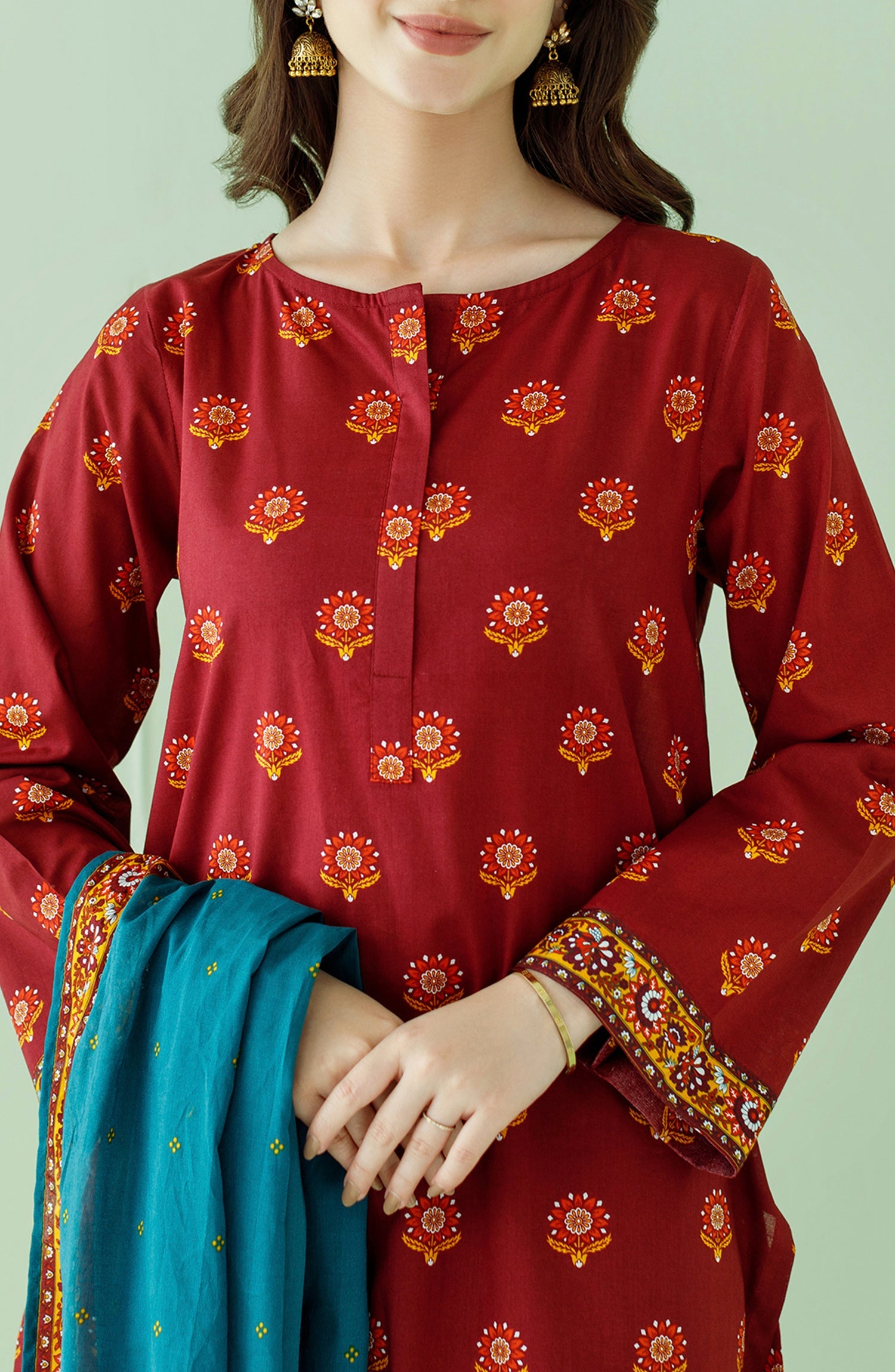 OTL-23-365/U MAROON LAWN Women UNSTITCHED SHIRT DUPATTA PANTS
