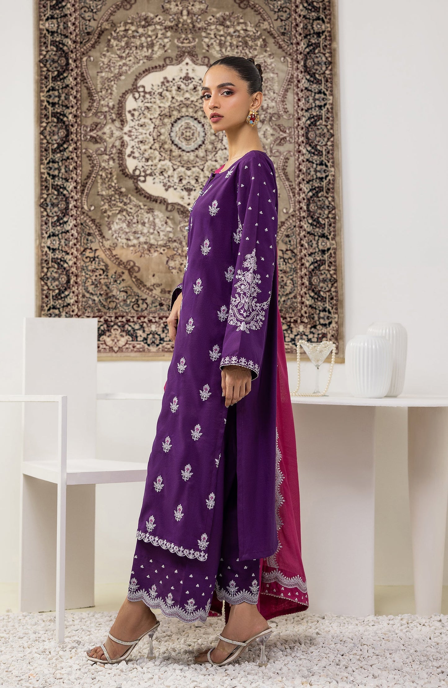 OTLF-23-055 PURPLE RAW SILK Women UNSTITCHED SHIRT DUPATTA PANTS