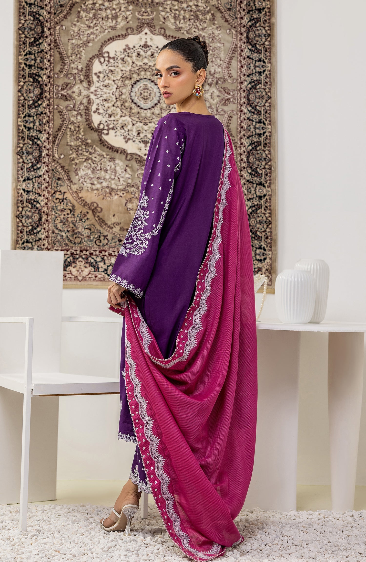OTLF-23-055 PURPLE RAW SILK Women UNSTITCHED SHIRT DUPATTA PANTS