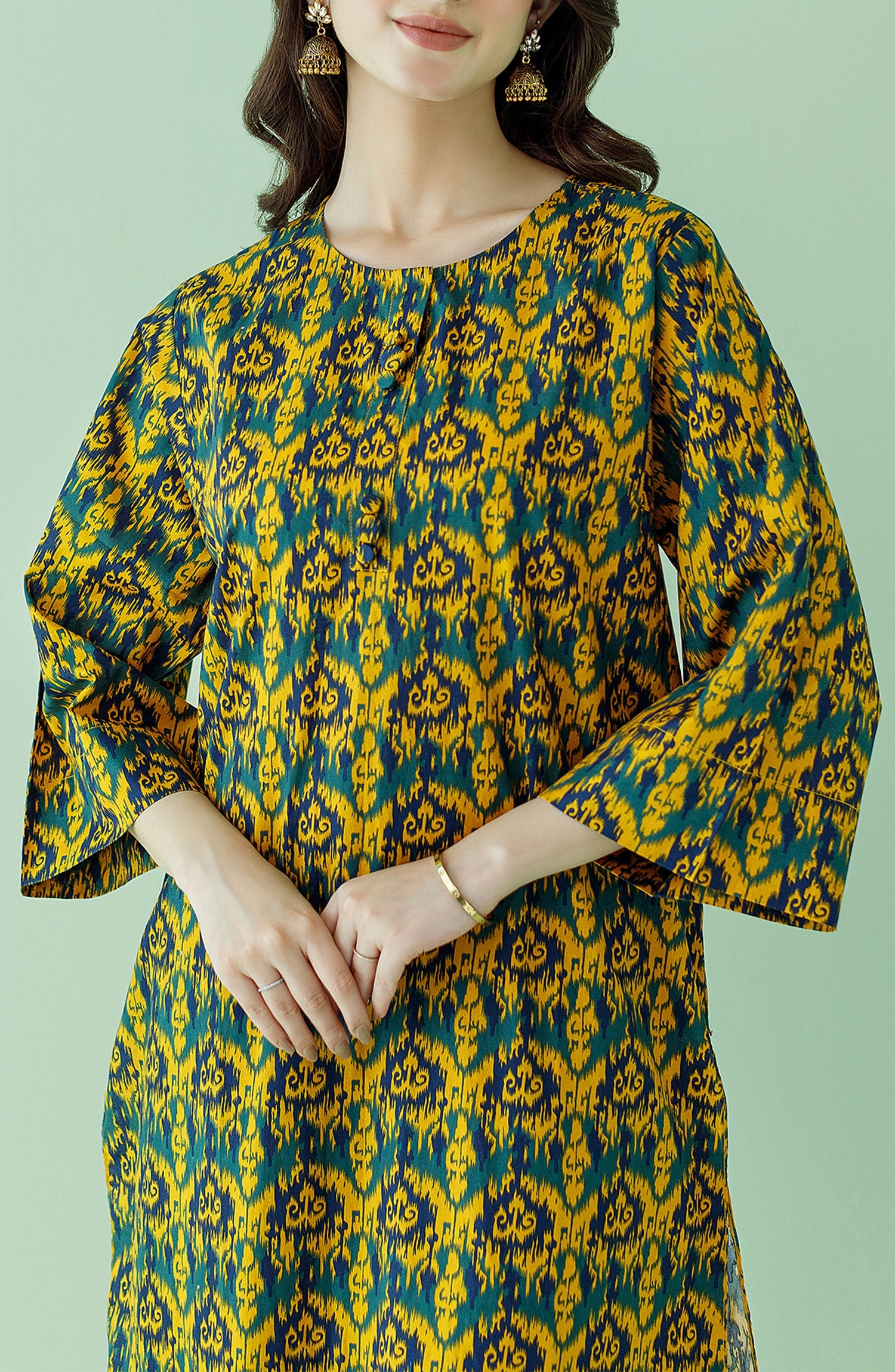 NRDS-23-129/U OCHRE LAWN Women UNSTITCHED SHIRT PANTS