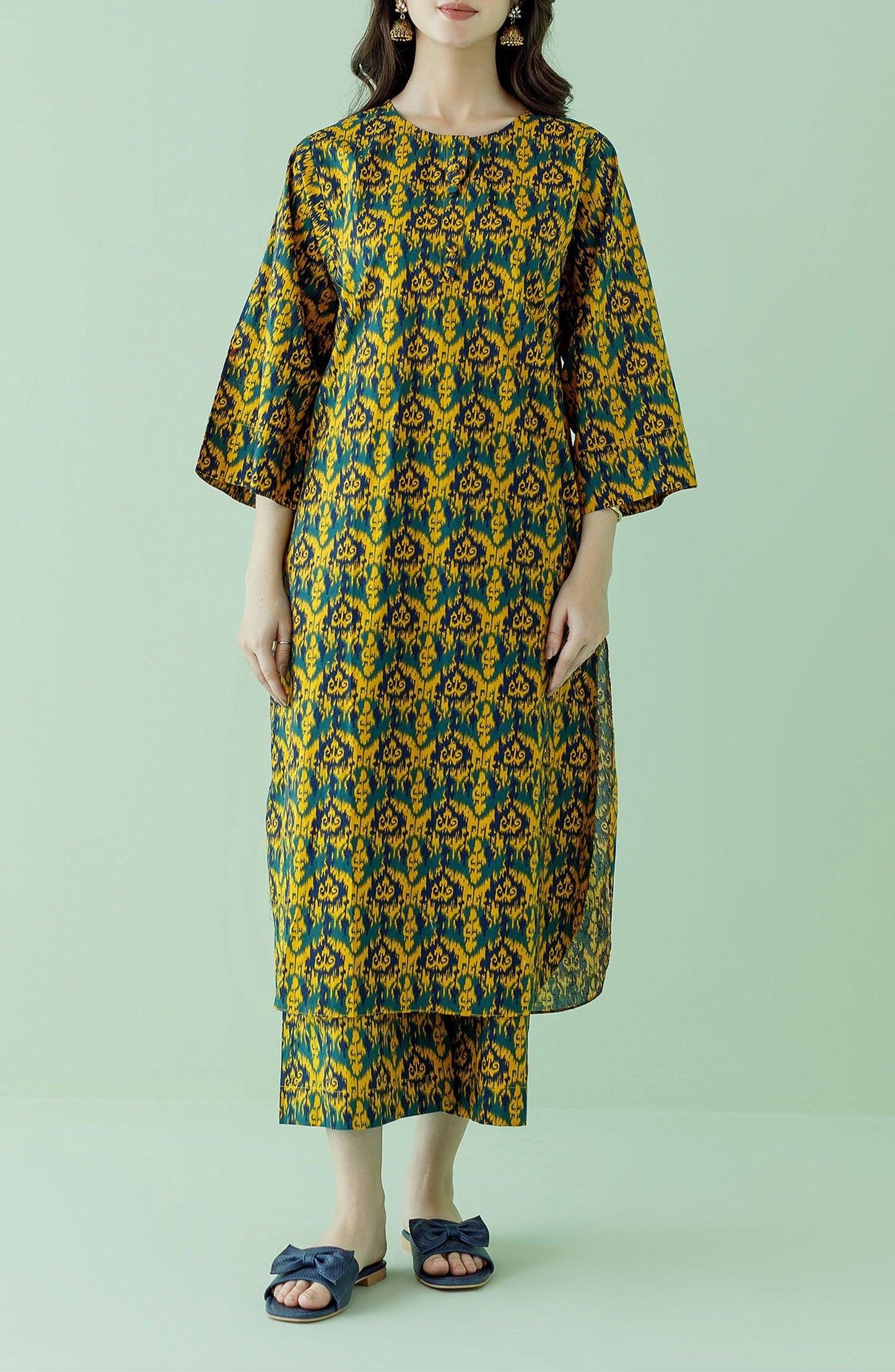 NRDS-23-129/U OCHRE LAWN Women UNSTITCHED SHIRT PANTS