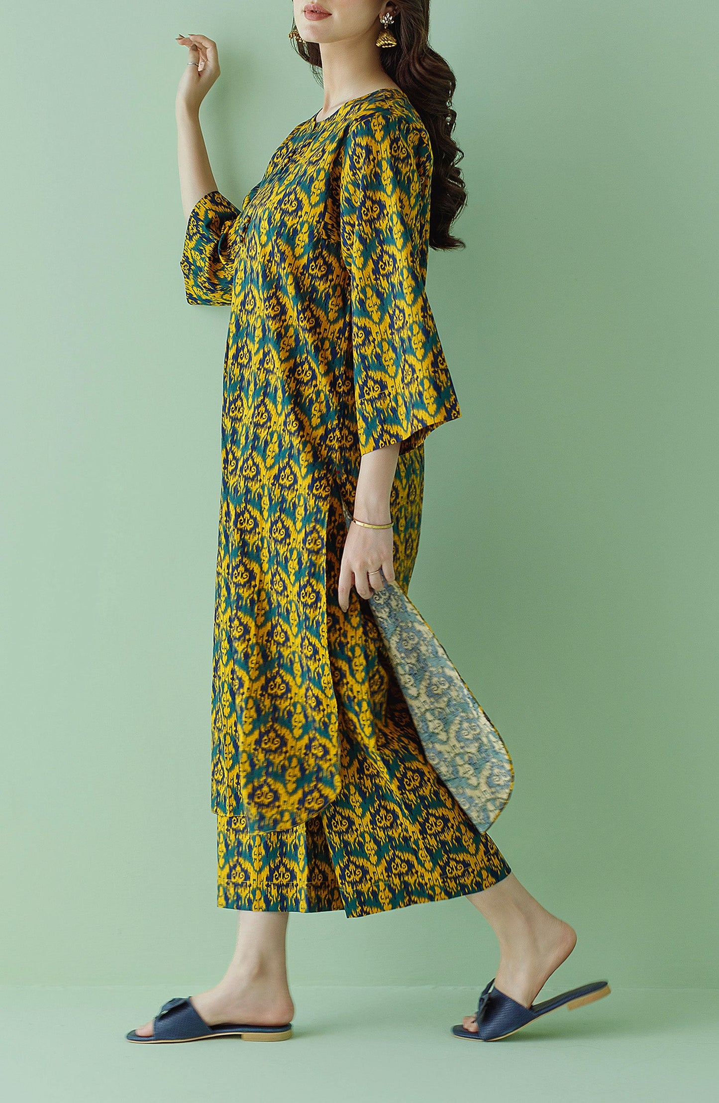 NRDS-23-129/U OCHRE LAWN Women UNSTITCHED SHIRT PANTS