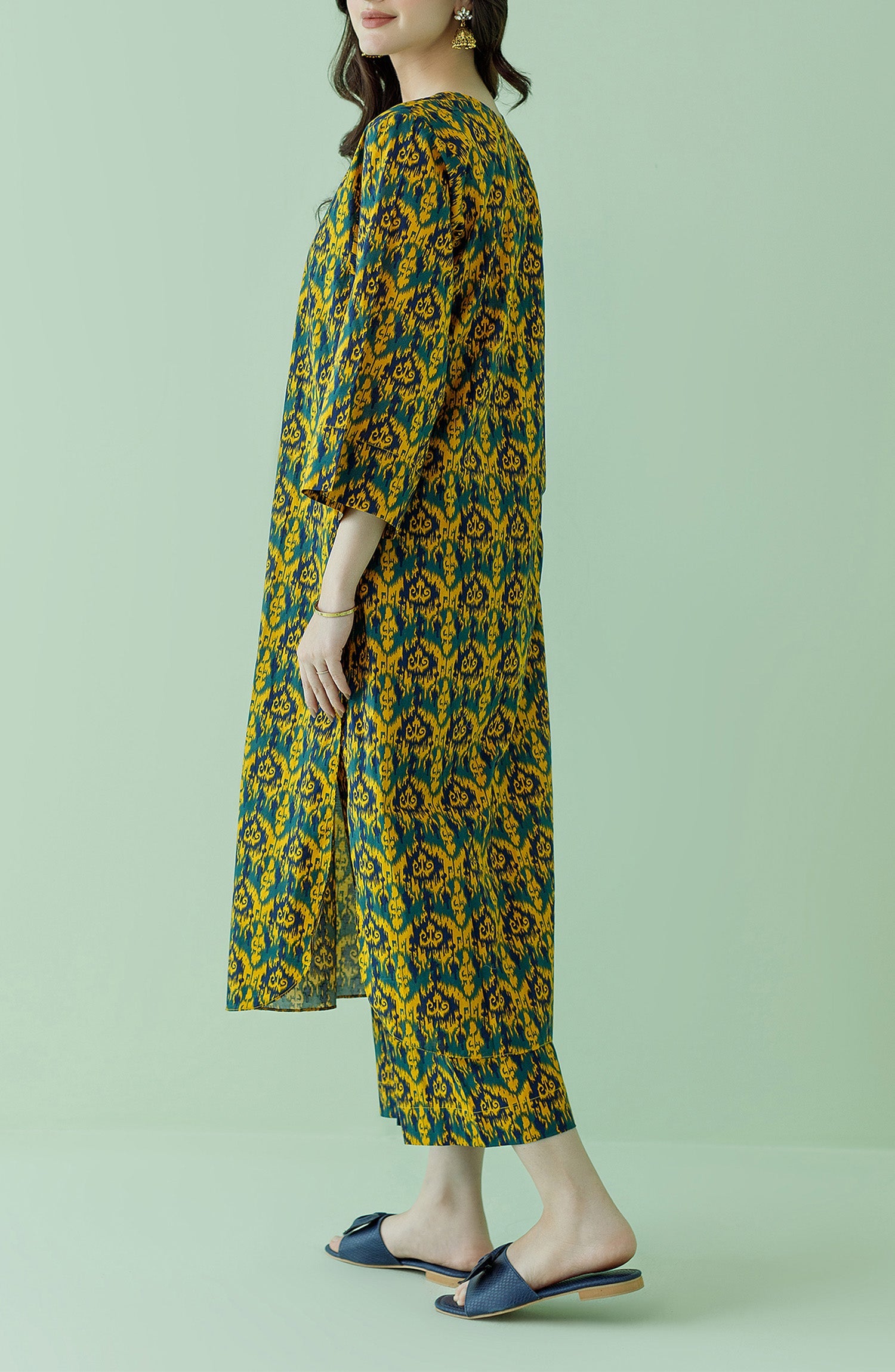 NRDS-23-129/U OCHRE LAWN Women UNSTITCHED SHIRT PANTS