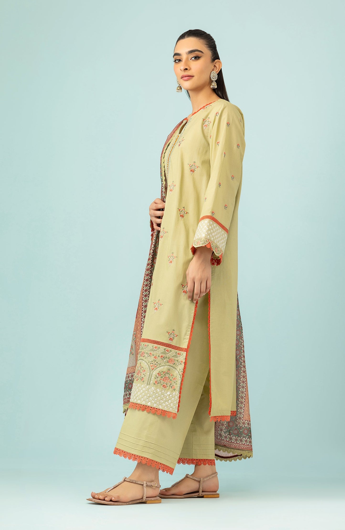 OTL-24-288/U LIGHT GREEN LAWN Women UNSTITCHED SHIRT DUPATTA PANTS