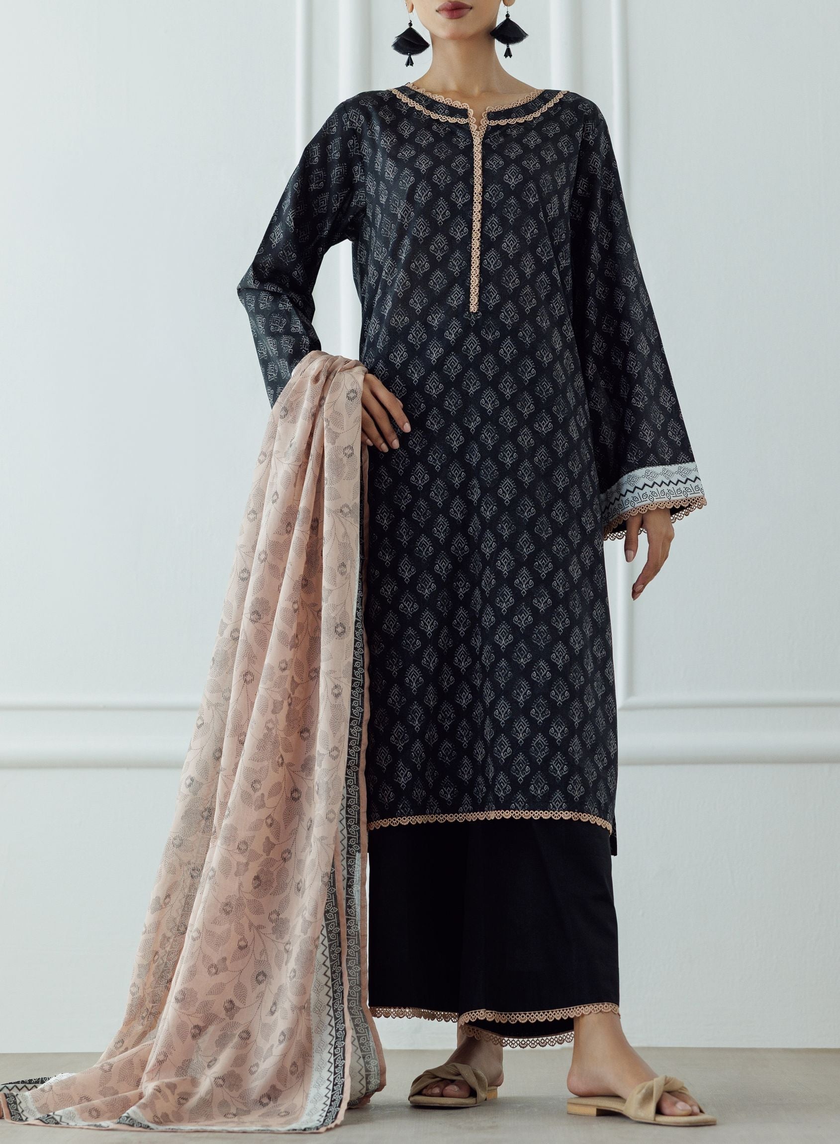 UNSTITCHED Printed Lawn Shirt Dupatta & Pant - 3 Piece - OTL-25-023