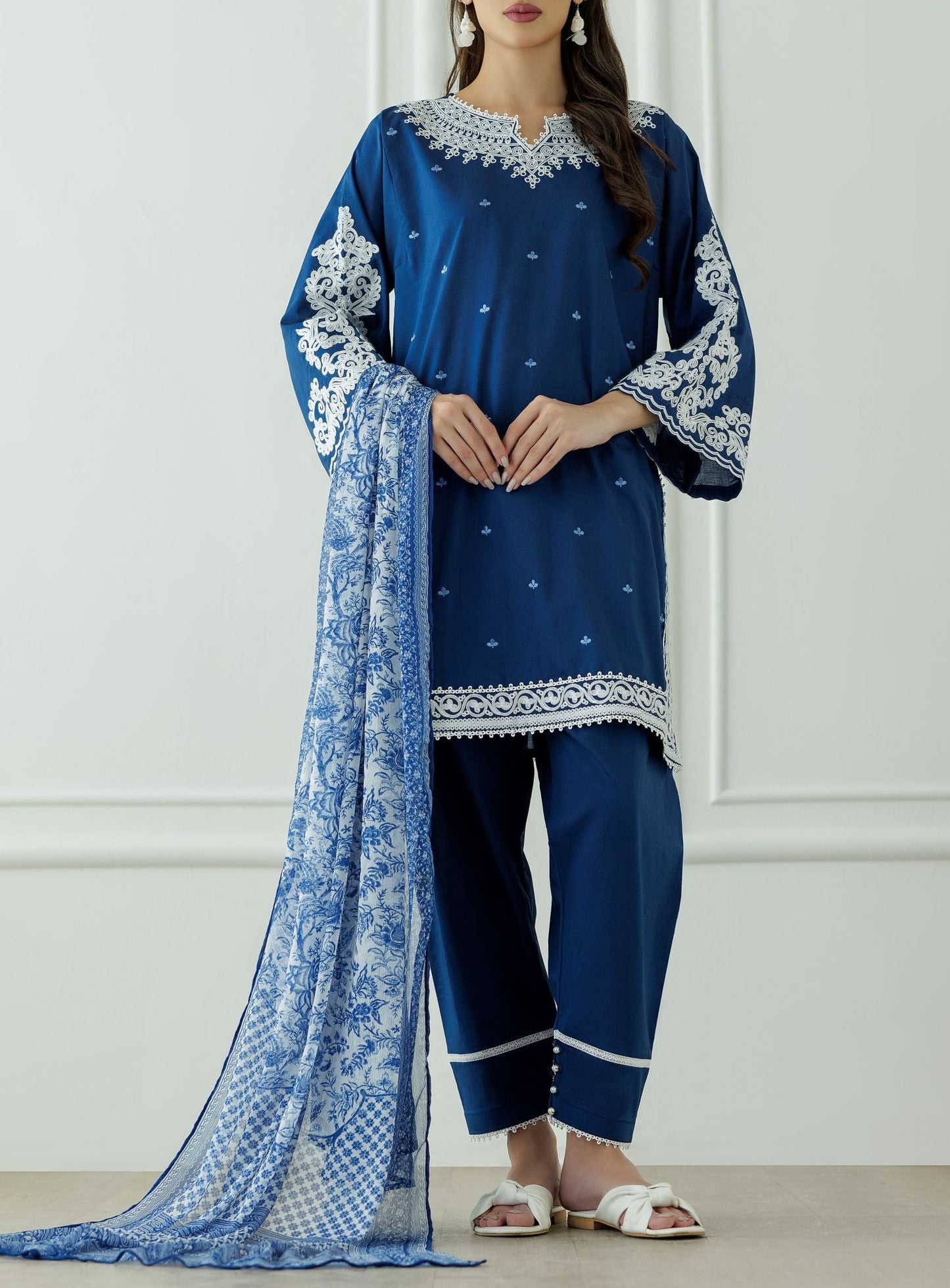 UNSTITCHED Luxury Premium Embroidered Lawn  Shirt Dupatta & Pant - 3 Piece - OTL-25-082