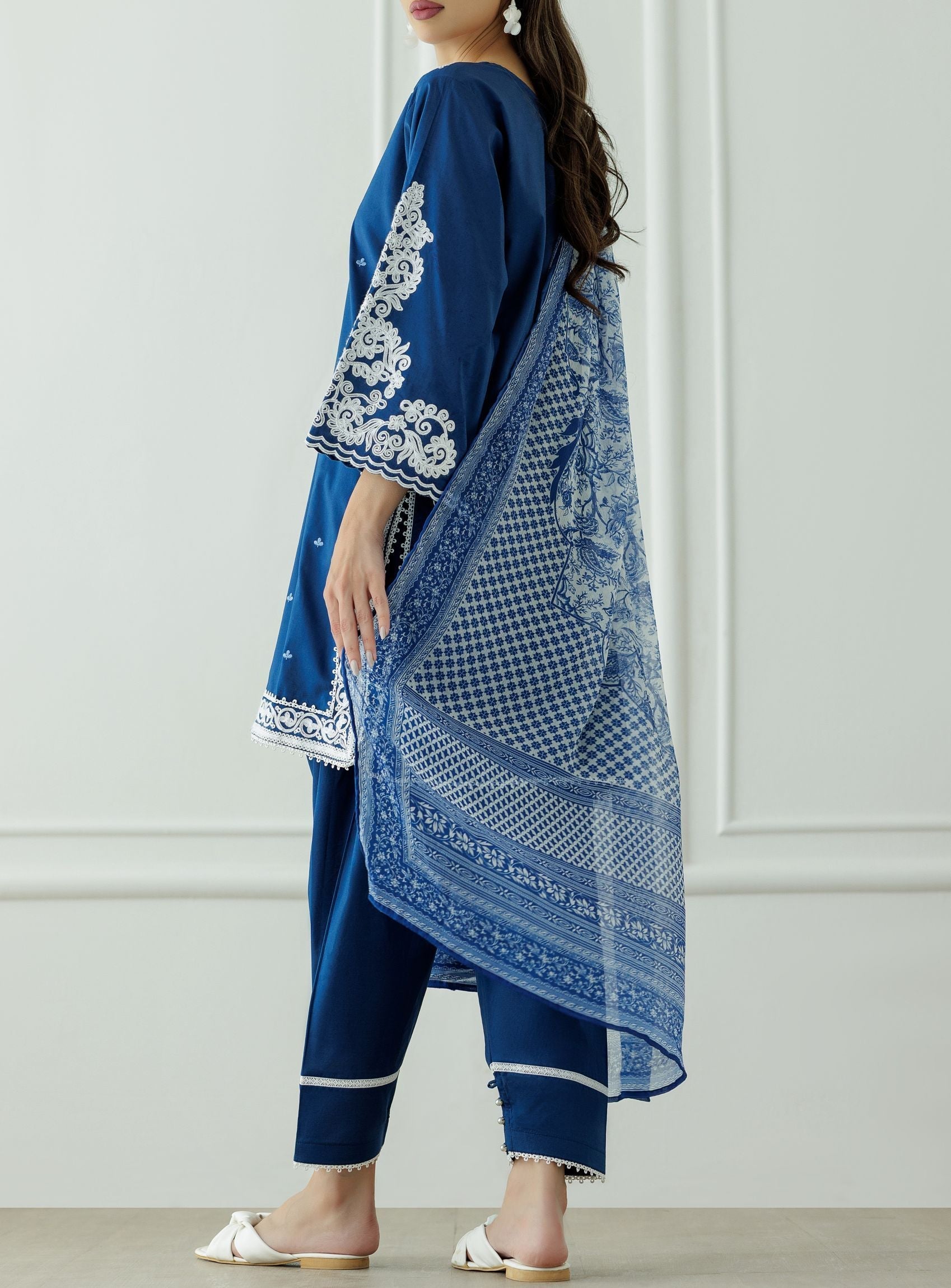 UNSTITCHED Luxury Premium Embroidered Lawn  Shirt Dupatta & Pant - 3 Piece - OTL-25-082