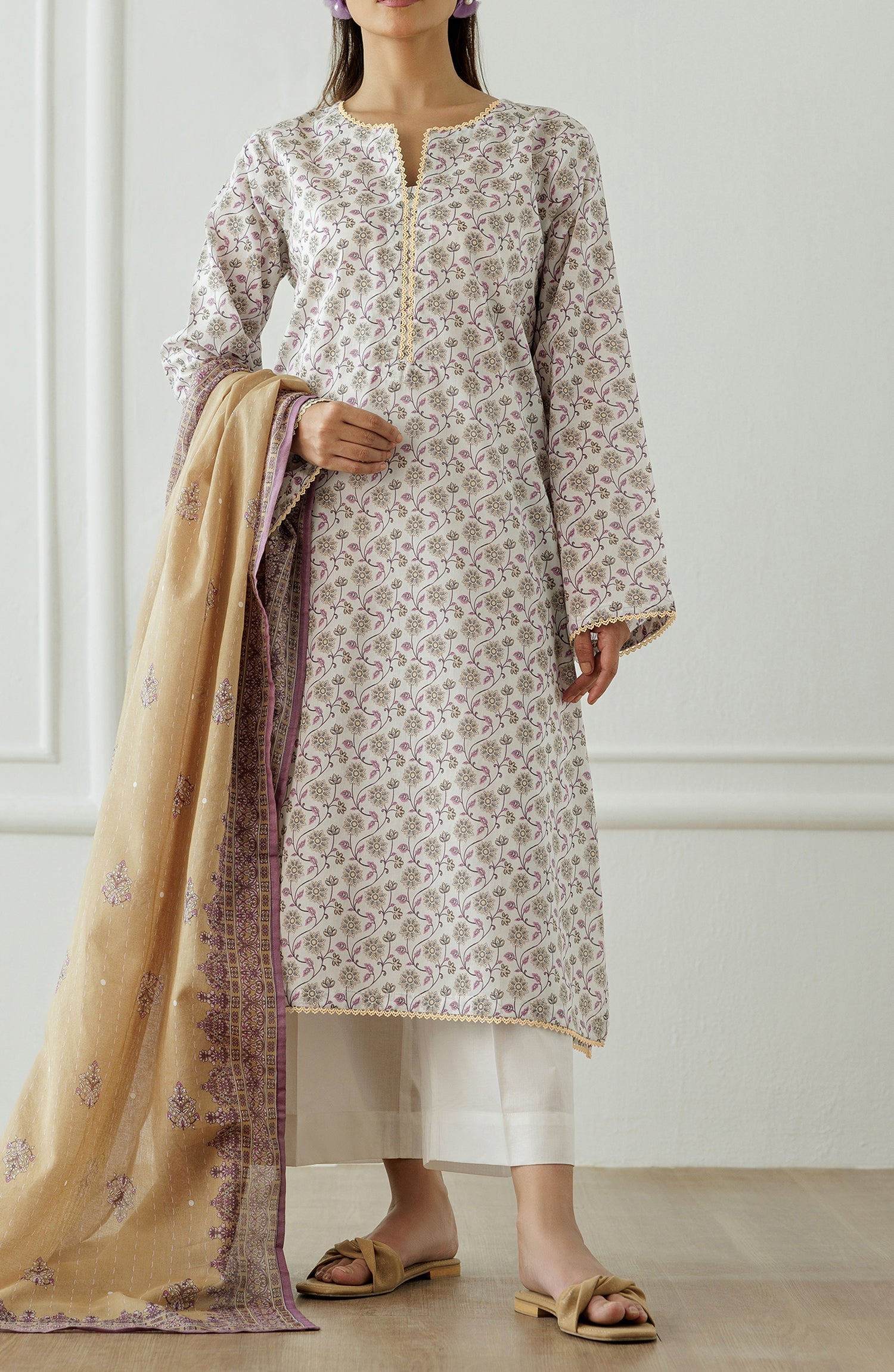 Unstitched Printed Shirt Dupatta & Pant - 3 Piece - OTL-25-290