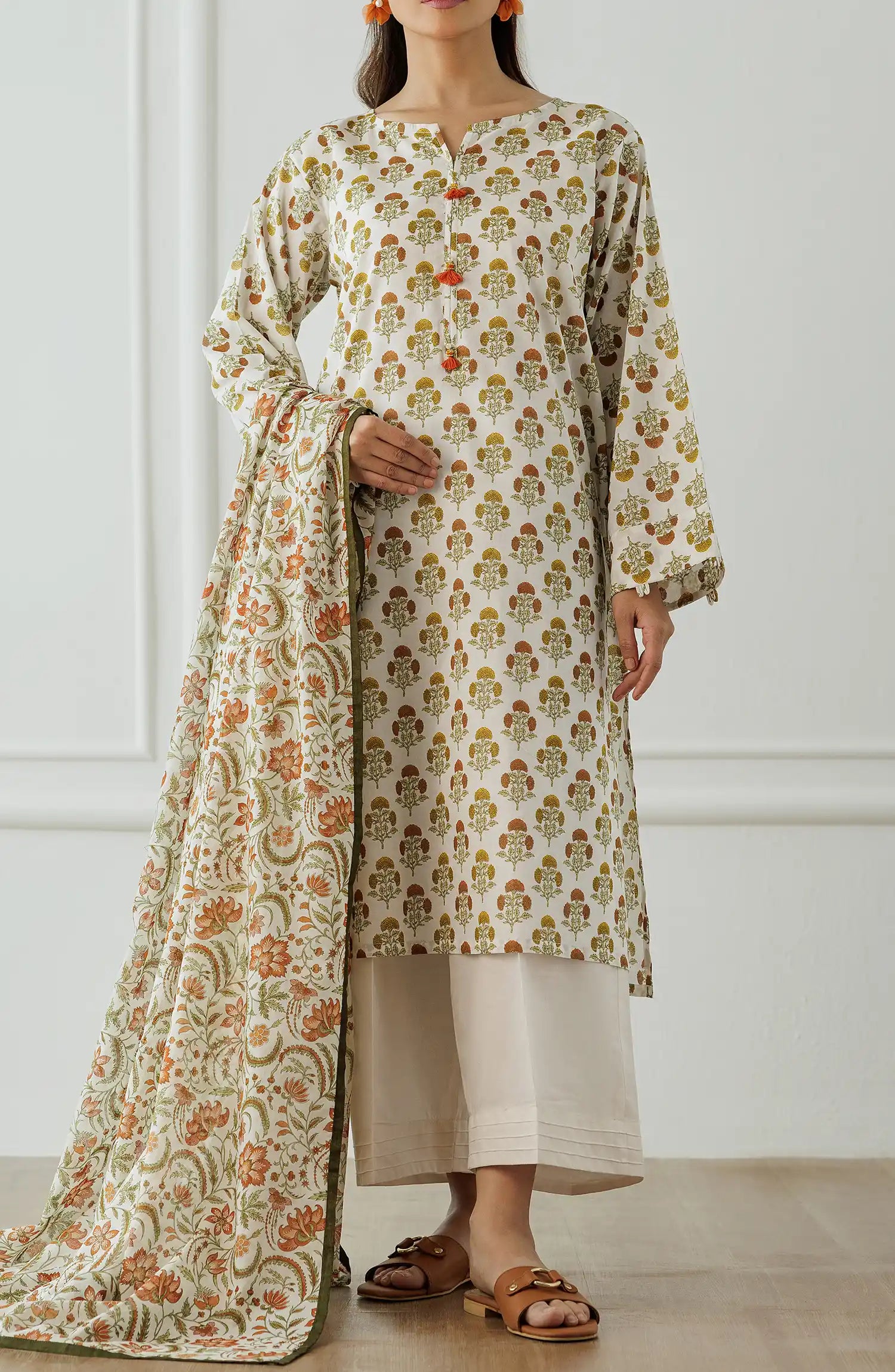 Stitched Printed Shirt Dupatta & Pant - 3 Piece - OTL-25-405