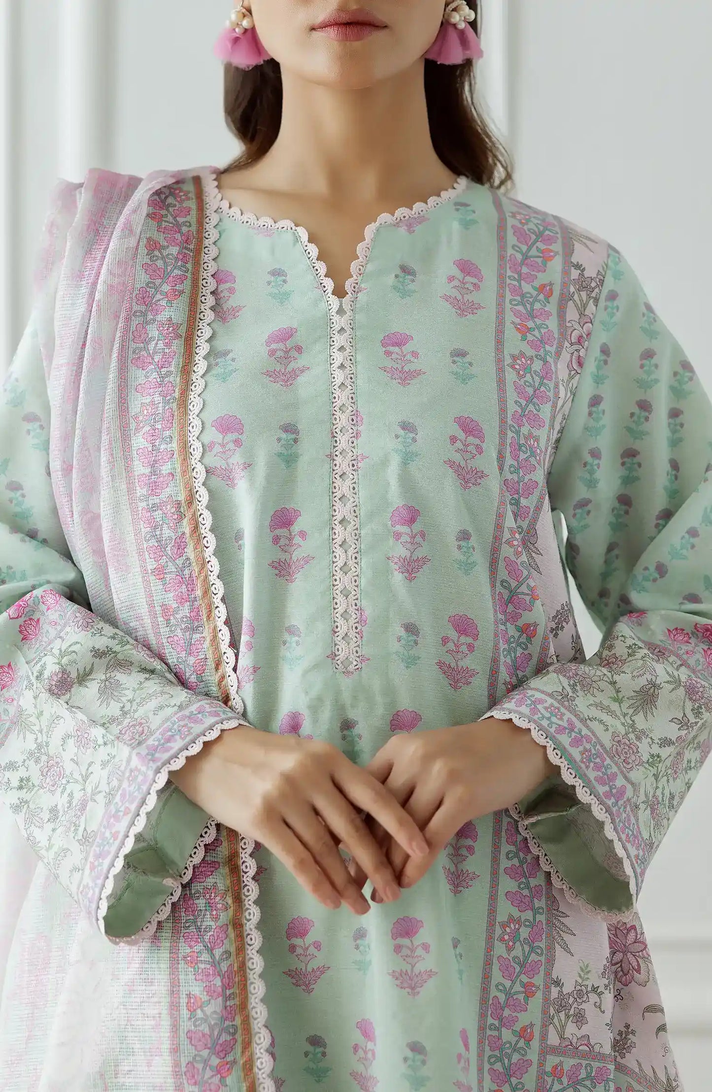 Stitched Premium Printed Raw Silk Shirt Dupatta & Pant - 3 Piece - WRCR24S-3005