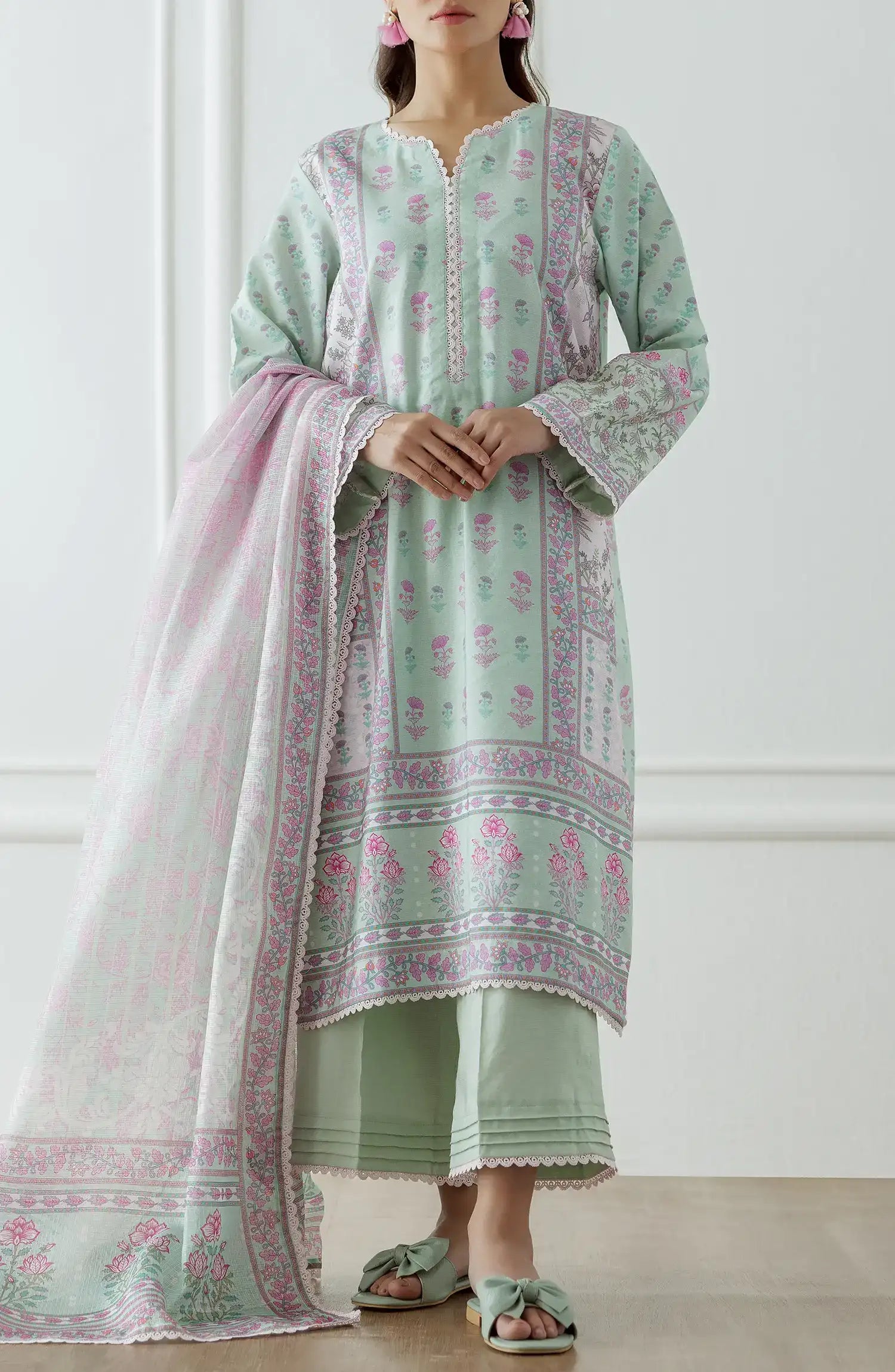 Stitched Premium Printed Raw Silk Shirt Dupatta & Pant - 3 Piece - WRCR24S-3005