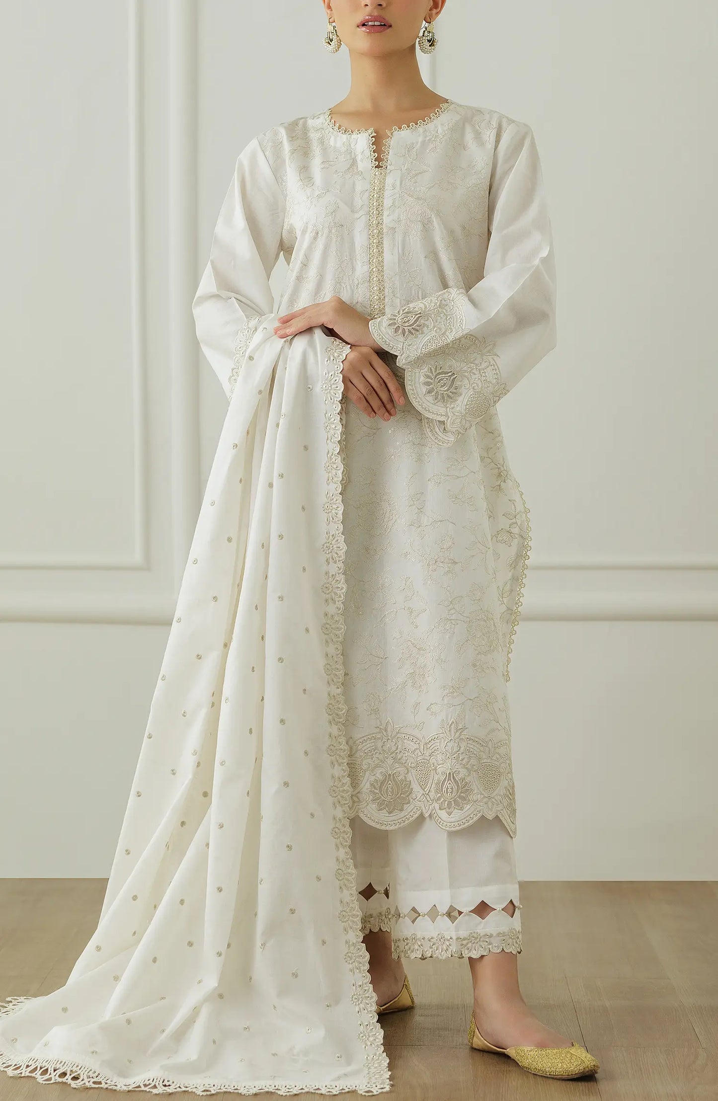 Unstitched Chikankari Shirt Dupatta & Pant - 3 Piece - WRFC25S-3007
